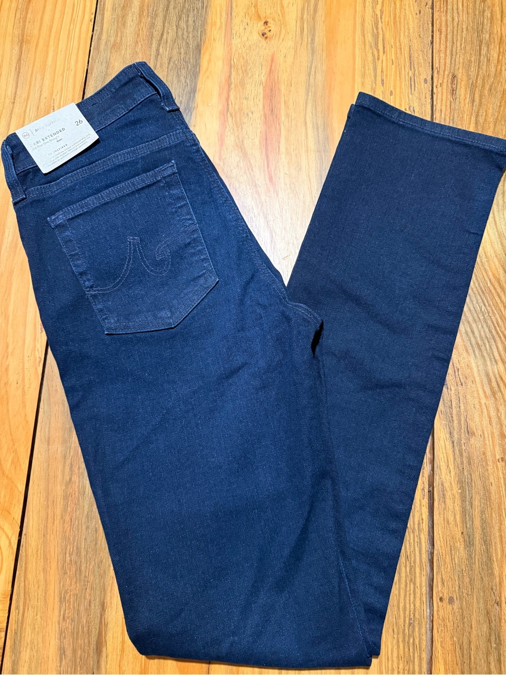 Ag Adriano Goldschmied Women’s Mid-Rise Straight Jeans in Dark Blue Wash